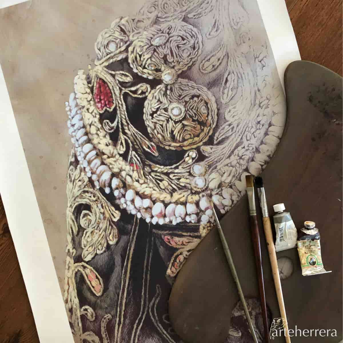 corazon purpura torero traje de luces herrera lienzo pintado