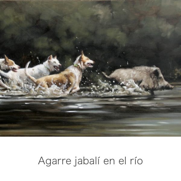cuadro caza agarre jabali herrera podencos cordoba