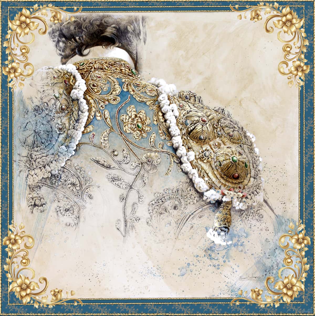 pañuelo seda torero azul mujer 70 arteherrera