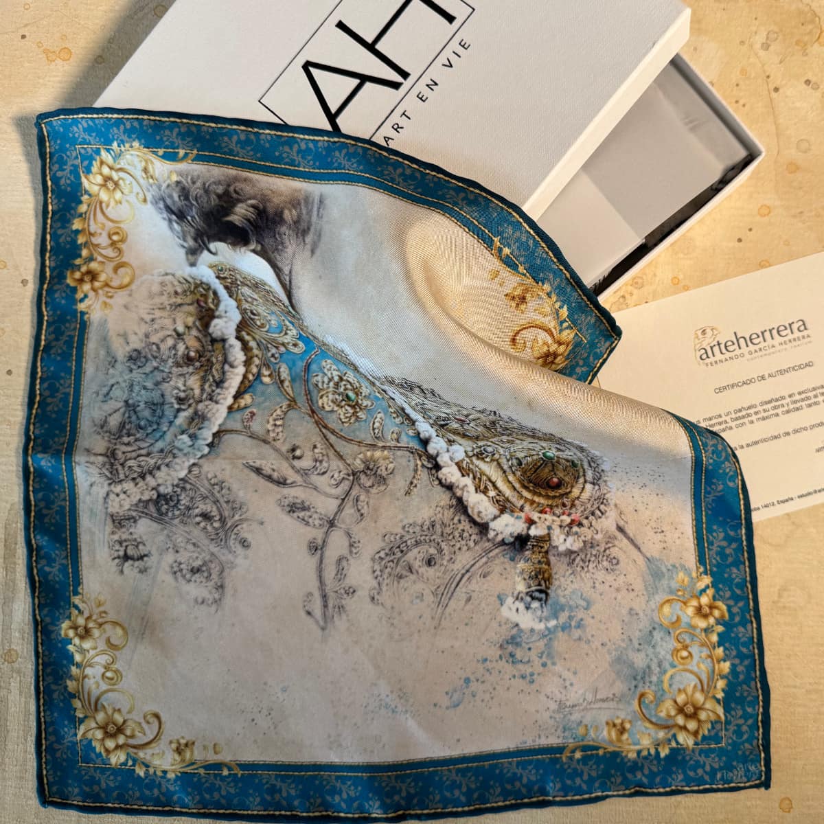 pañuelo taurino seda caballero azul herrera
