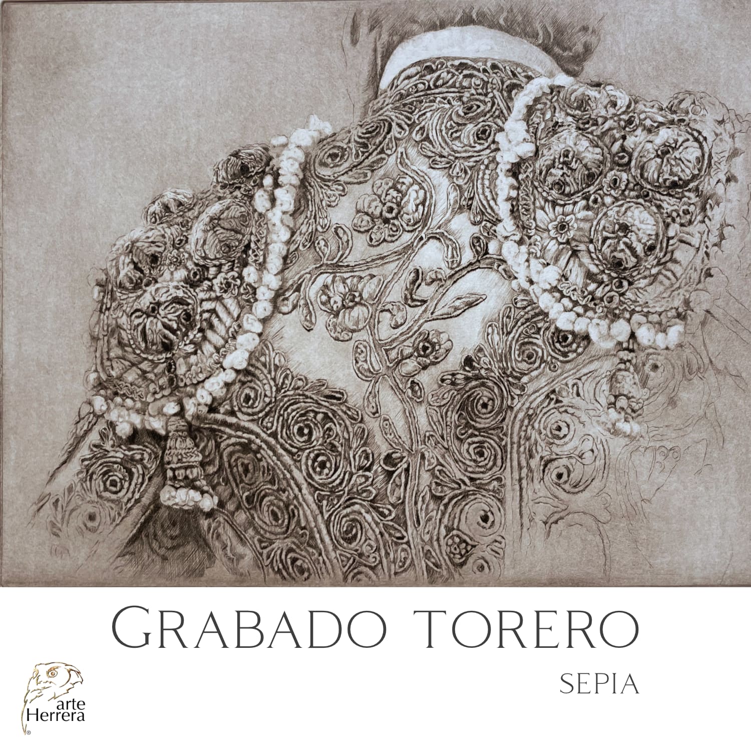 grabado torero sepia herrera tauromaquia