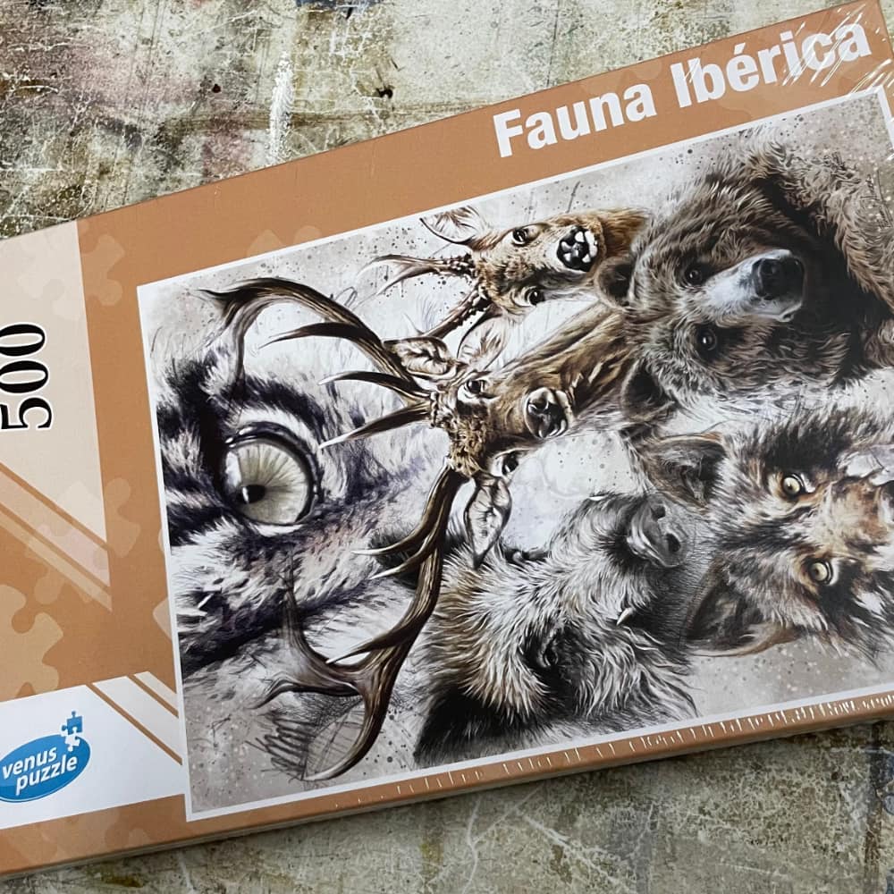 puzzle 500 piezas fauna jabali venado corzo caza herrera