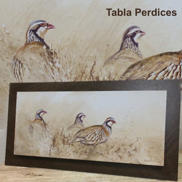 perdiz roja cuadro tabla arteherrera