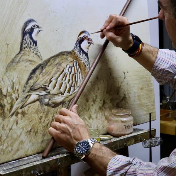 perdiz roja oleo cuadro herrera pintando