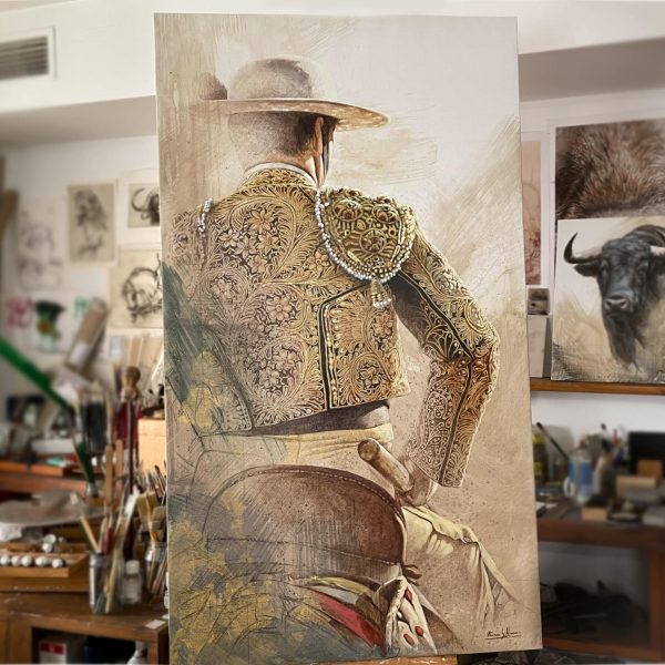 oleo torero picador toro herrera oleo