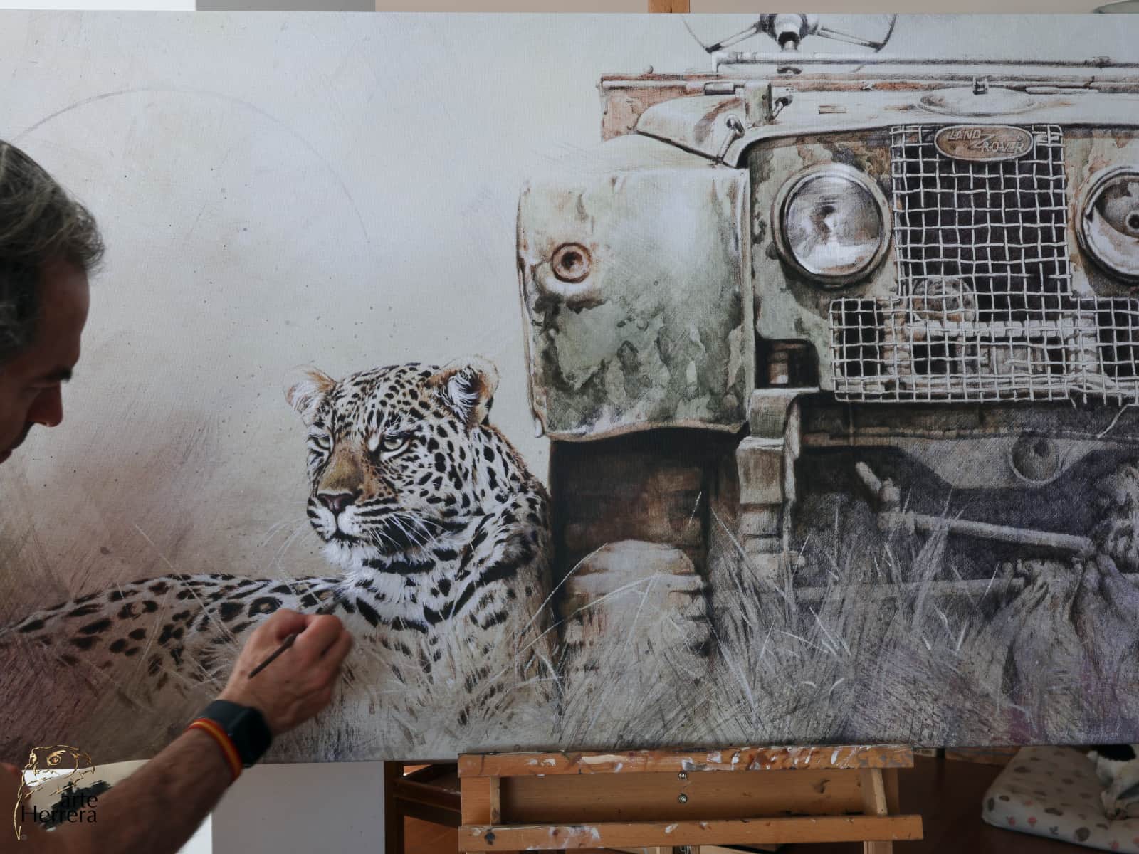 leopardo cuadro lienzo land rover arte herrera canvas print leopard 3