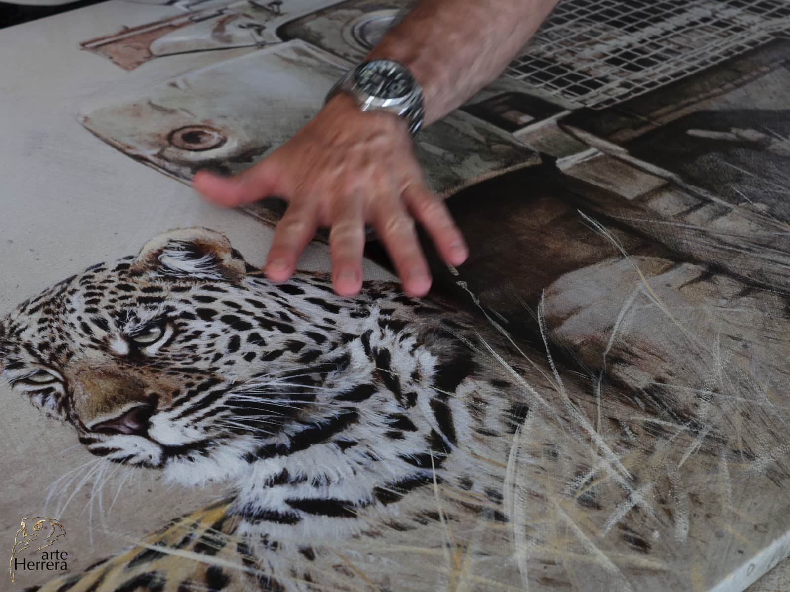leopardo cuadro lienzo land rover arte herrera canvas print leopard african