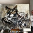 cuadro lobo al oleo herrera wolf iberico