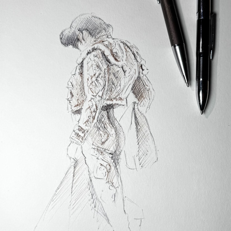 dibujo torero herrera boligrafo