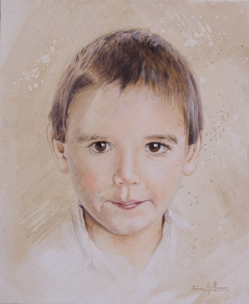 retrato niño al oleo herrera
