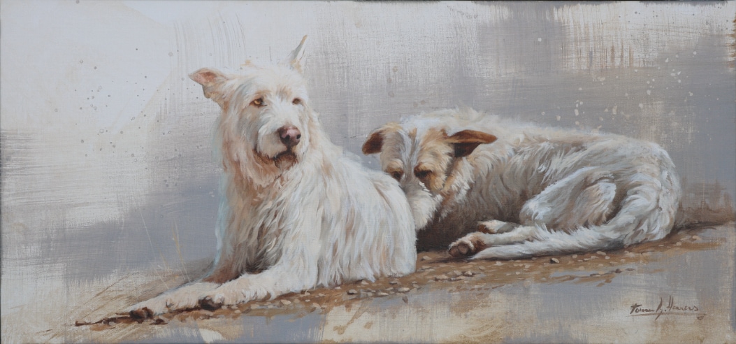 cuadro oleo podencos caza herrera