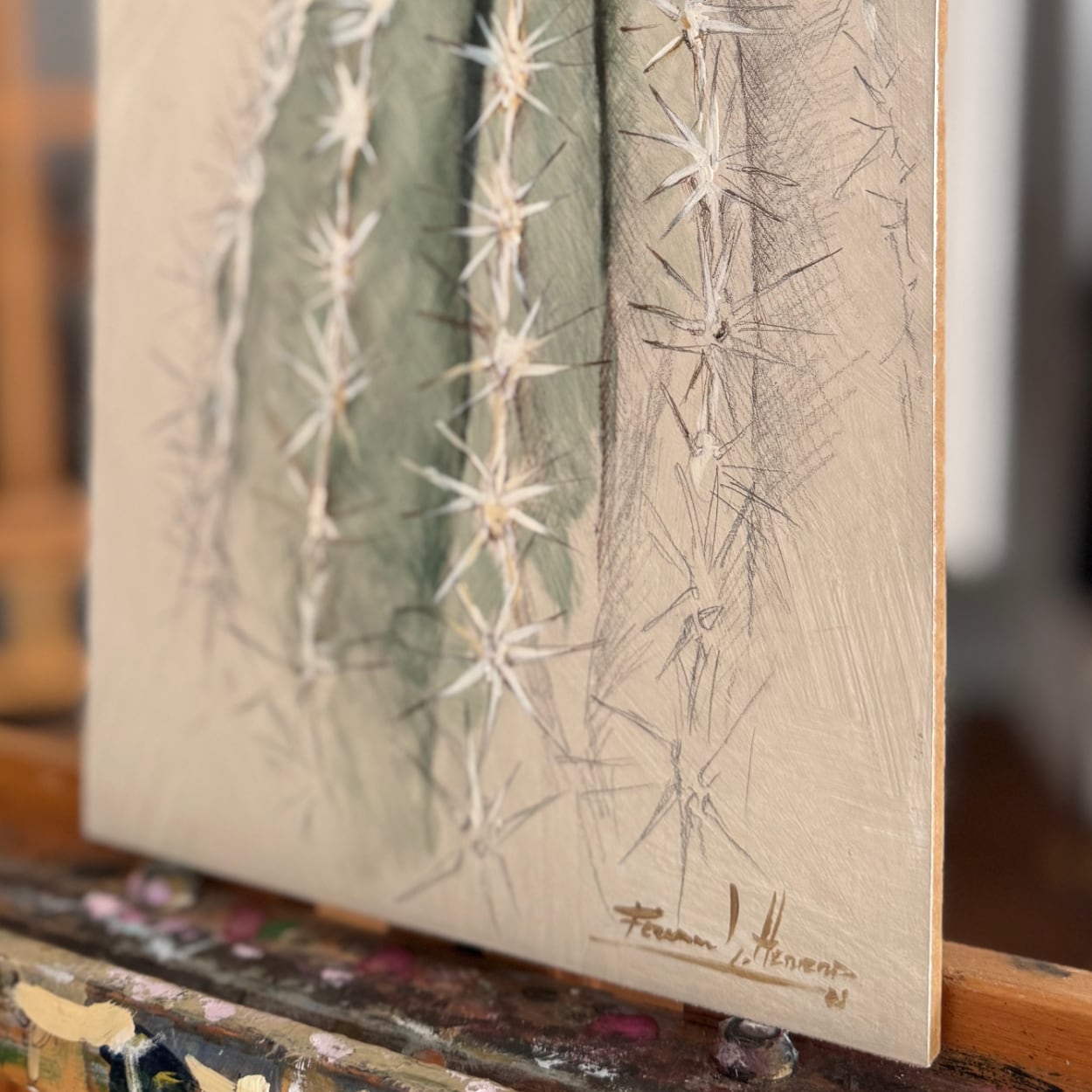 cuadro cactus decoracion pintado herrera 1