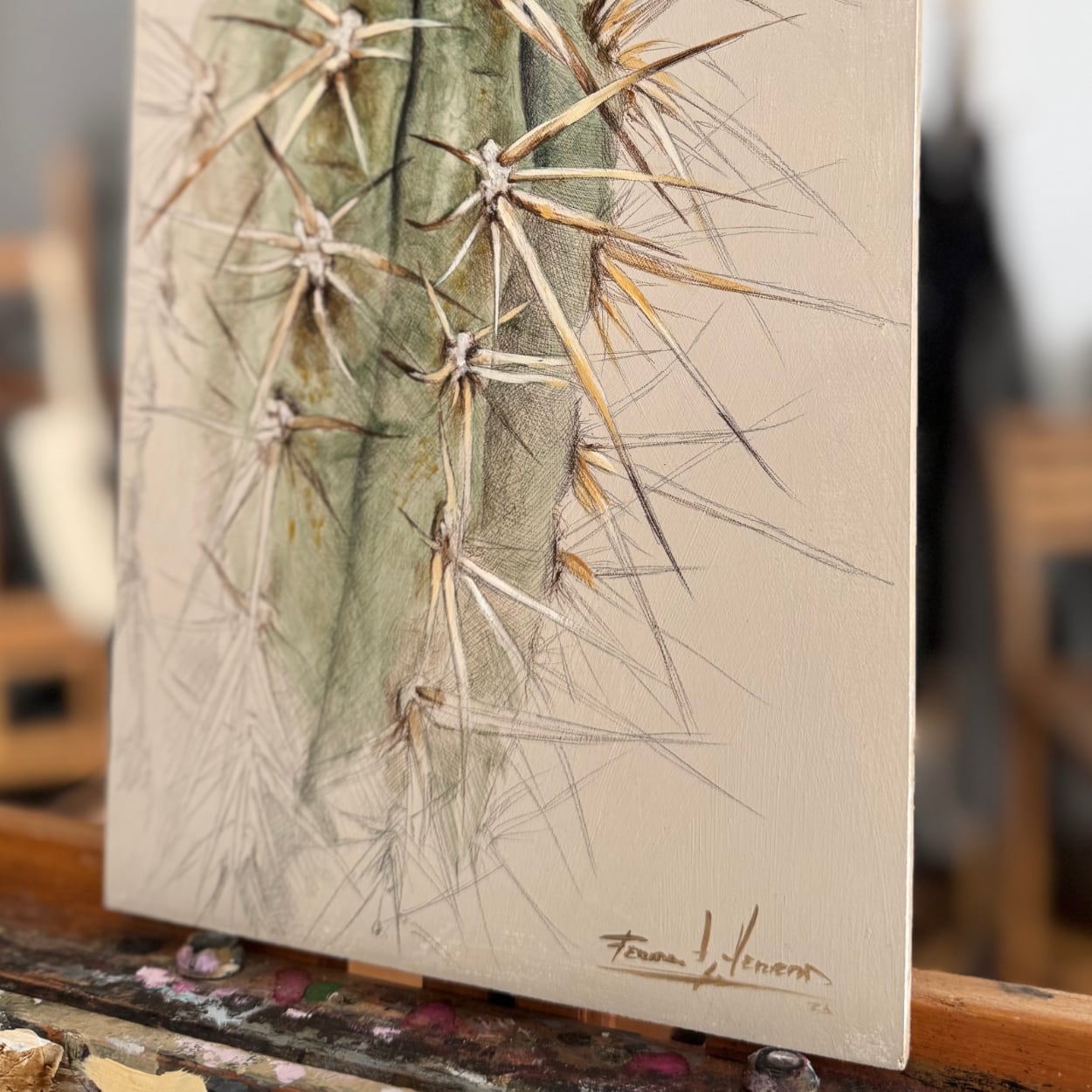 cuadro cactus decoracion pintado herrera 2