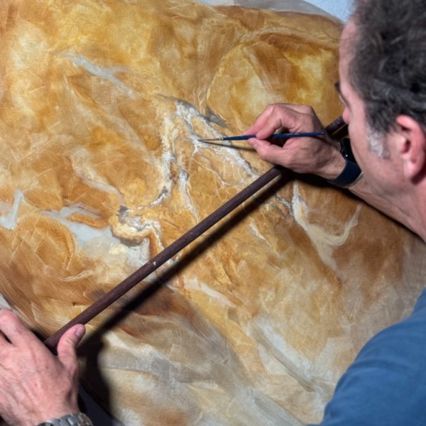 cuadro piedra pintada al oleo herrera