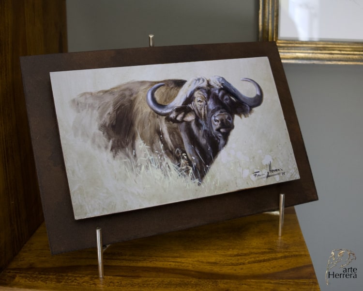 cuadro bufalo herrera africa safari caza herrera