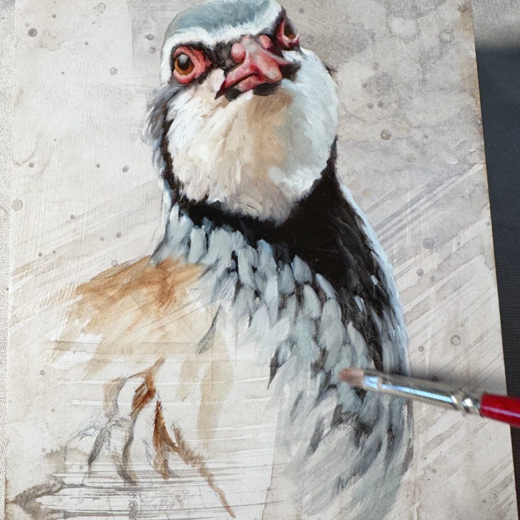 cuadro oleo caza perdiz roja oleo herrera