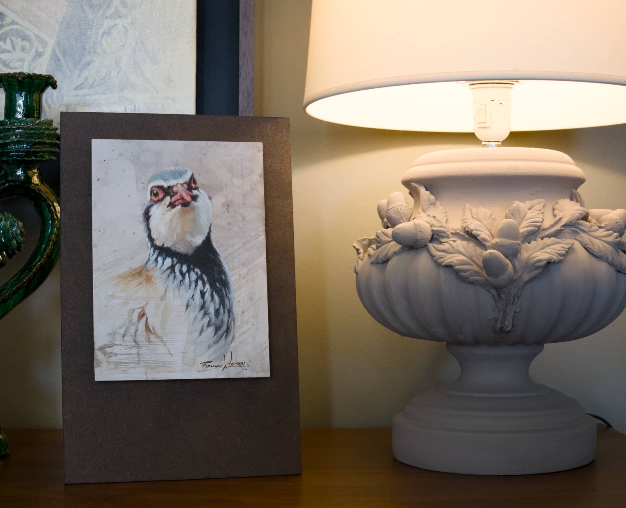 cuadro perdiz oleo herrera